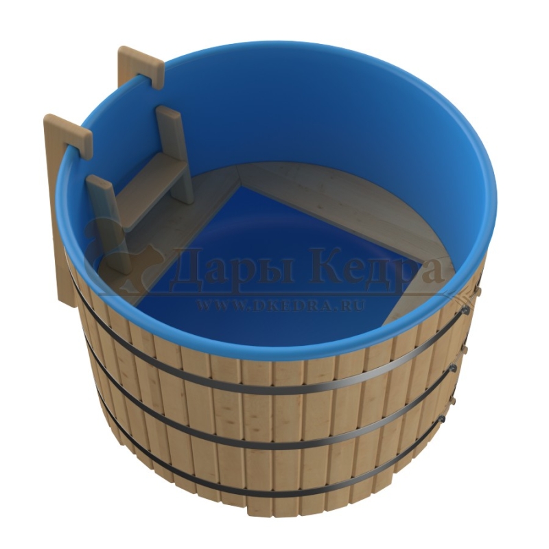 Бондарная круглая купель из кедра с пластиковой вставкой